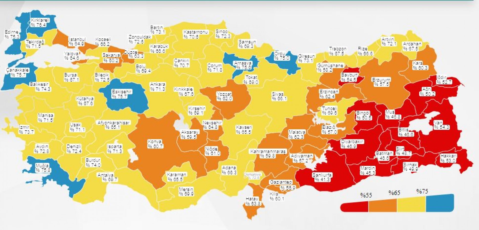 Urfa yeni haritada yine kırmızı yine sonuncu!