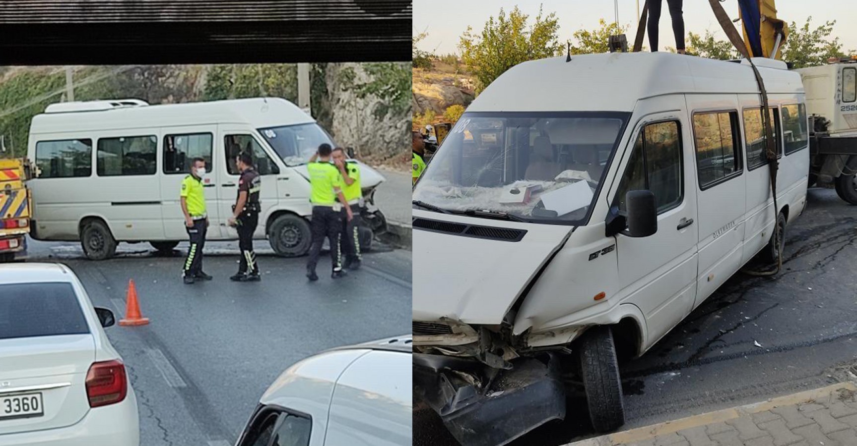 Urfa'da minibüs devrildi trafik felç oldu!